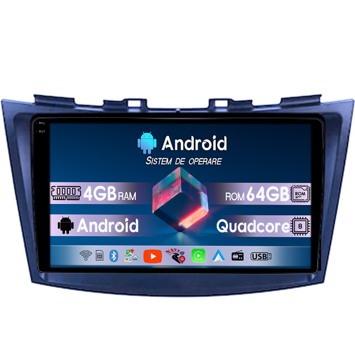 Navigatie dedicata Suzuki Swift 2010-2017, 4GB RAM 64GB ROM, Quad Core, Display 9" QLED 1K, Carplay, Android 14, Bluetooth, Magazin Play, Suport Camere AHD [4]