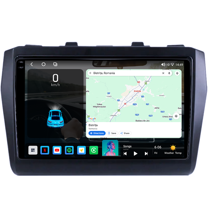 Navigatie dedicata Suzuki Swift 2016-2020, 4GB RAM 64GB ROM, Octacore, Android 14, Display QLED 1K 9", Carplay&Android Auto, SIM 4G, Ventilator Activ [2]