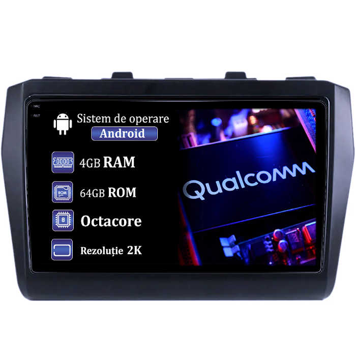 Navigatie dedicata Suzuki Swift 2017-2018, 8GB RAM 256GB ROM, Procesor Qualcomm Octacore, Android 14, Rezolutie 2K, Display QLED 9", DSP, Carplay&Android Auto, SIM 4G [1]