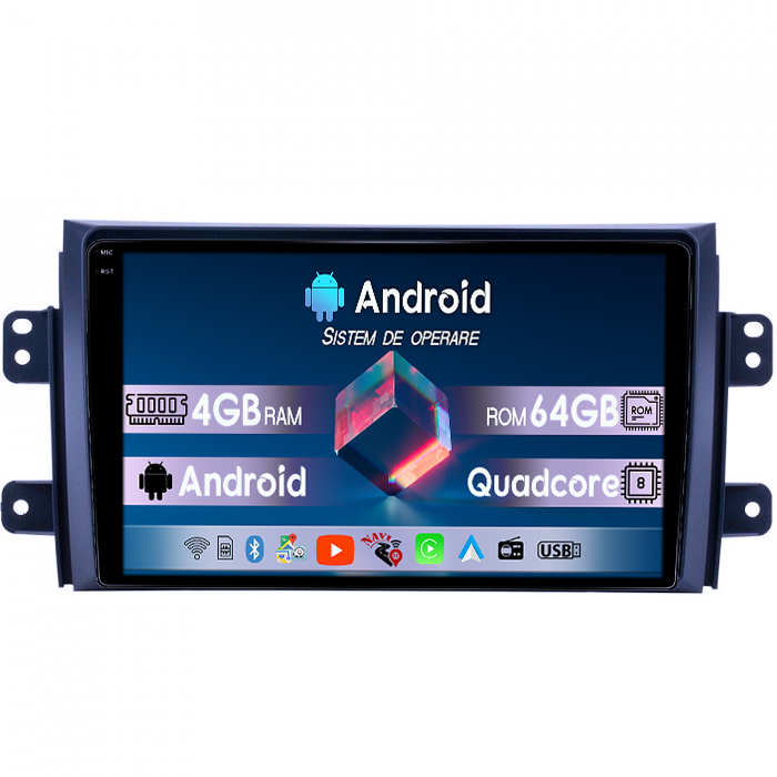 Navigatie dedicata Suzuki SX4, 4GB RAM 64GB ROM, Quad Core, Display 9" QLED 1K, Carplay, Android 14, Bluetooth, Magazin Play, Suport Camere AHD [1]