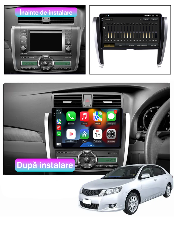 Navigatie dedicata Toyota Allion 2007-2020,4GB RAM 64GB ROM, Octacore, Android 14, Display QLED 1K 9", Carplay&Android Auto, SIM 4G, Ventilator Activ [5]