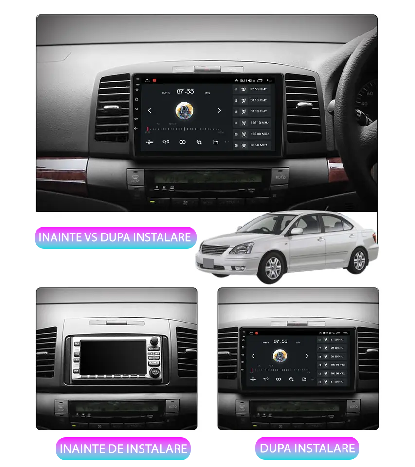 Navigatie dedicata Toyota Allion Premio 2001-2007, 4GB RAM 64GB ROM, Quad Core, Display 9" QLED 1K, Carplay, Android 14, Bluetooth, Magazin Play, Suport Camere AHD [5]