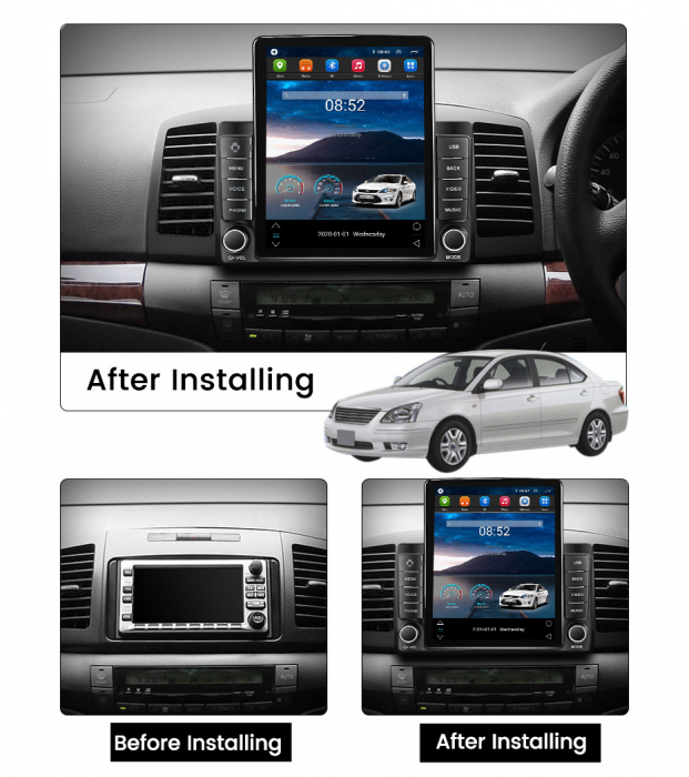 Navigatie dedicata Toyota Allion Premio 2001-2007,Tesla Style, ANDROID 13,Carplay&Android Auto, 10 inch , 8+128GB, Internet, Aplicatii, Waze, GPS [3]