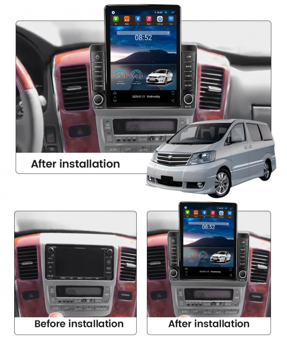 Navigatie dedicata Toyota Alphard 2002-2007,Tesla Style, ANDROID 13,Carplay&Android Auto, 10 inch , 8+128GB, Internet, Aplicatii, Waze, GPS [4]