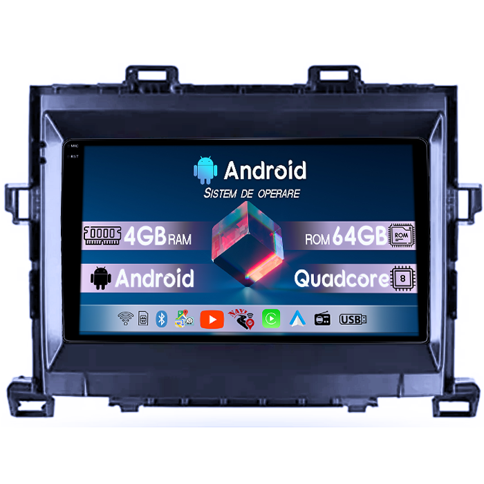 Navigatie dedicata Toyota Alphard 2008-2014, 4GB RAM 64GB ROM, Quad Core, Display 9" QLED 1K, Carplay, Android 14, Bluetooth, Magazin Play, Suport Camere AHD [4]