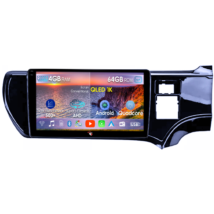 Navigatie dedicata Toyota Aqua 2011-2017 Right,  4GB RAM 64GB ROM, Octacore, Android 14, Display QLED 1K 9", Carplay&Android Auto, SIM 4G, Ventilator Activ [1]