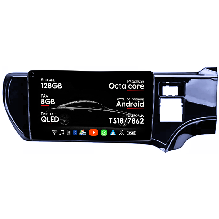 Navigatie dedicata Toyota Aqua 2011-2017 Right, 8GB RAM 128GB ROM, Octacore, Platforma TS18, Android 14, Display QLED 9", Suporta camera 360", DSP, Carplay&Android Auto, SIM 4G, Ventilator Activ [1]