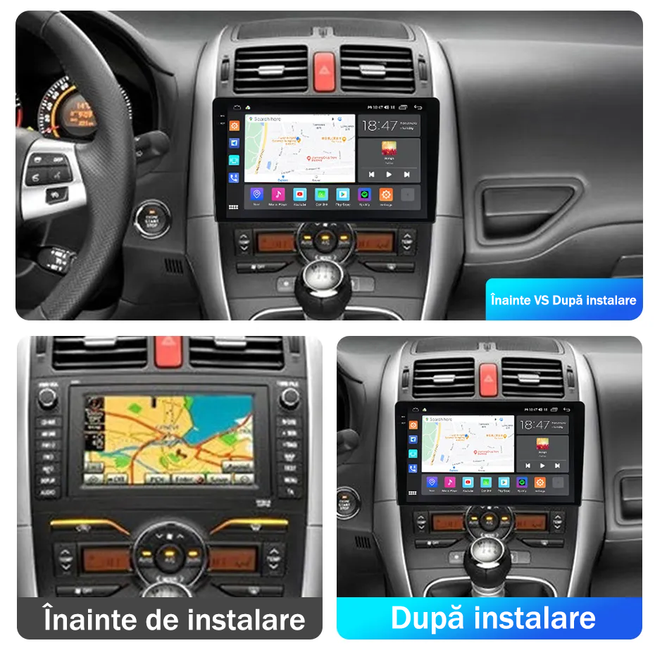 Navigatie dedicata Toyota Auris 2006-2011, 4GB RAM 64GB ROM, Quad Core, Display 9" QLED 1K, Carplay, Android 14, Bluetooth, Magazin Play, Suport Camere AHD [2]