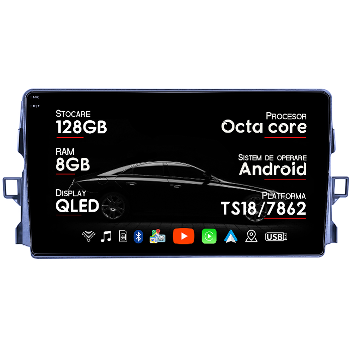 Navigatie dedicata Toyota Auris 2006-2011, 8GB RAM 128GB ROM, Octacore, Platforma TS18, Android 14, Display QLED 9", Suporta camera 360", DSP, Carplay&Android Auto, SIM 4G, Ventilator Activ [1]