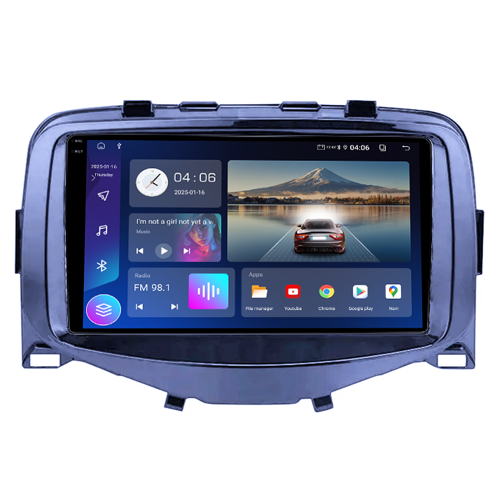 Navigatie dedicata Toyota Aygo 2016, 4GB RAM 64GB ROM, Quad Core, Display 9" QLED 1K, Carplay, Android 14, Bluetooth, Magazin Play, Suport Camere AHD [3]