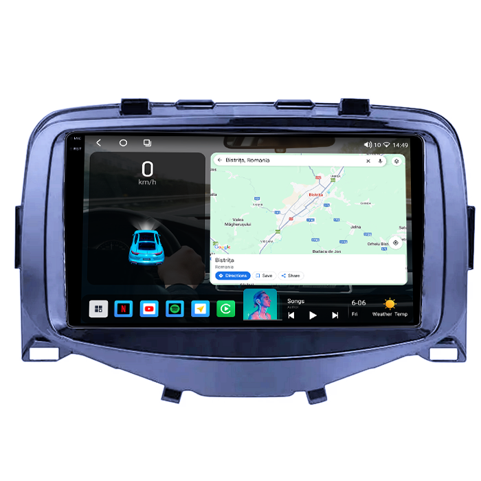 Navigatie dedicata Toyota Aygo/ Peugeot 108/ Citroen C1 2016, 4GB RAM 64GB ROM, Octacore, Android 14, Display QLED 1K 9", Carplay&Android Auto, SIM 4G, Ventilator Activ [2]