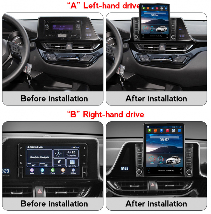 Navigatie dedicata Toyota C-HR 2016-2020,Tesla Style, ANDROID 13,Carplay&Android Auto, 10 inch , 8+128GB, Internet, Aplicatii, Waze, GPS [4]