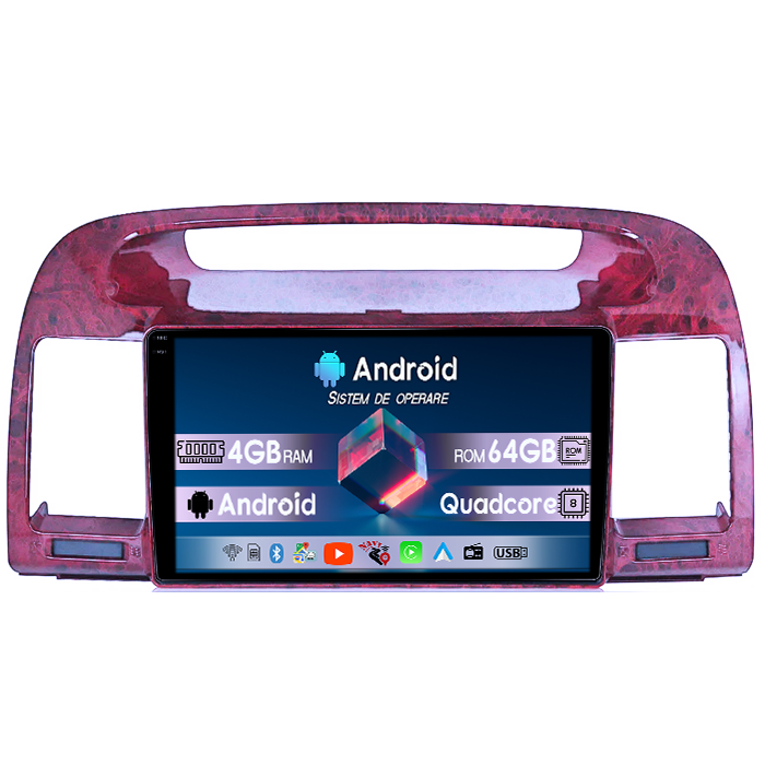 Navigatie dedicata Toyota Camry 2002-2006, 4GB RAM 64GB ROM, Quad Core, Display 9" QLED 1K, Carplay, Android 14, Bluetooth, Magazin Play, Suport Camere AHD [1]