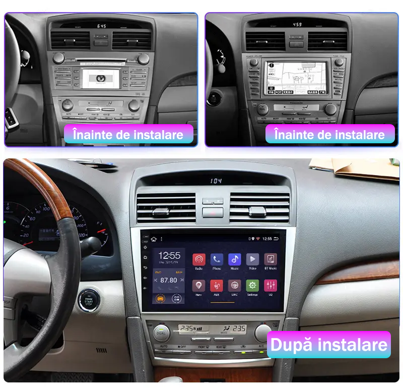 Navigatie dedicata Toyota Camry 2006-2011, 8GB RAM 128GB ROM, Octacore, Platforma TS18, Android 13, Display QLED 9”, Suporta camera 360º, DSP, Carplay&Android Auto, SIM 4G, Ventilator Activ [3]