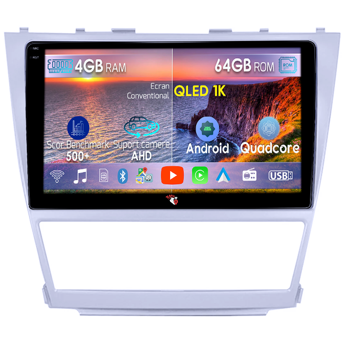 Navigatie dedicata Toyota Camry 2007-2011, 4GB RAM 64GB ROM, Octacore, Android 14, Display QLED 1K 10", Carplay&Android Auto, SIM 4G, Ventilator Activ [1]