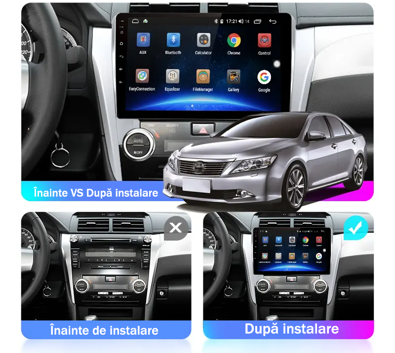Navigatie dedicata Toyota Camry 2011-2014, 4GB RAM 64GB ROM, Quad Core, Display 9" QLED 1K, Carplay, Android 14, Bluetooth, Magazin Play, Suport Camere AHD [5]