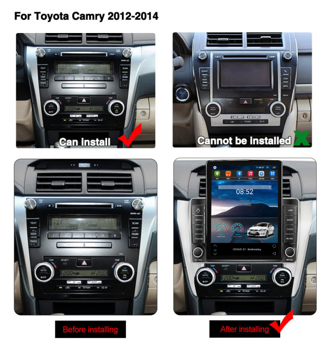 Navigatie dedicata Toyota Camry 2011-2014 ,Tesla Style, ANDROID 13,Carplay&Android Auto, 10 inch , 8+128GB, Internet, Aplicatii, Waze, GPS [3]