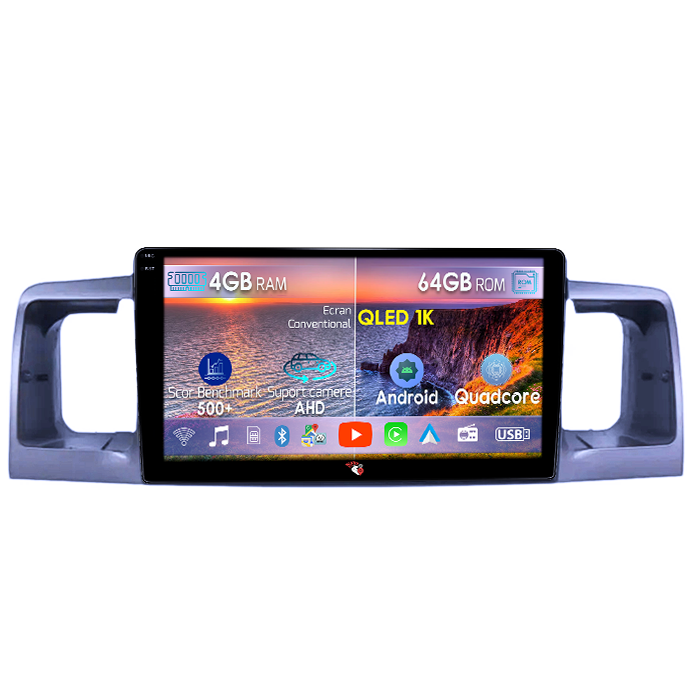 Navigatie dedicata Toyota Corolla 2000-2004, 4GB RAM 64GB ROM, Octacore, Android 14, Display QLED 1K 9", Carplay&Android Auto, SIM 4G, Ventilator Activ [1]