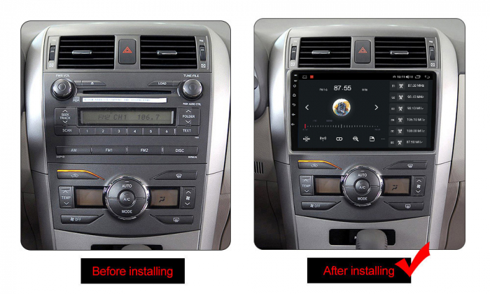 Navigatie dedicata Toyota Corolla 2006-2013, 4 GB RAM 32 ROM, Android 13, Display QLED, 9", DSP, Carplay, Android Auto, Internet, Youtube, Waze, WI-FI, USB, Bluetooth [8]
