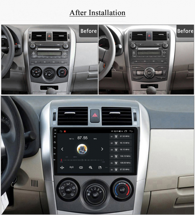 Navigatie dedicata Toyota Corolla 2006-2013, 4 GB RAM 32 ROM, Android 13, Display QLED, 9", DSP, Carplay, Android Auto, Internet, Youtube, Waze, WI-FI, USB, Bluetooth [8]