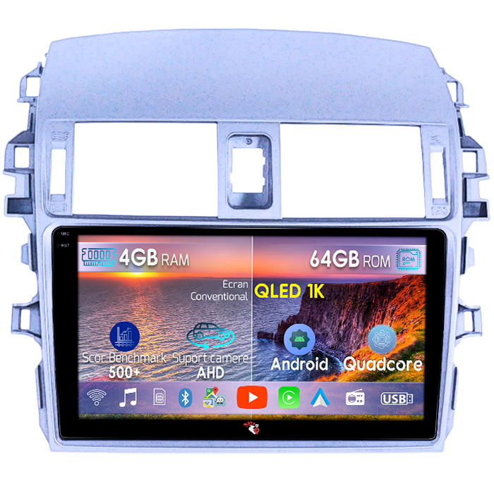 Navigatie dedicata Toyota Corolla 2006-2013, 4GB RAM 64GB ROM, Octacore, Android 14, Display QLED 1K 9", Carplay&Android Auto, SIM 4G, Ventilator Activ [1]