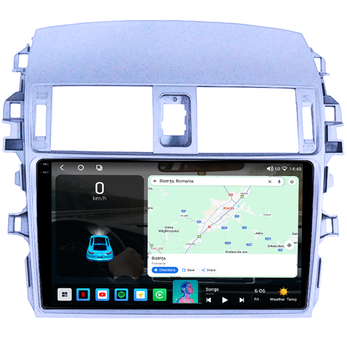 Navigatie dedicata Toyota Corolla 2006 - 2013, 8GB RAM 128GB ROM, Octacore, Platforma TS18, Android 14, Display QLED 9", Suporta camera 360", DSP, Carplay&Android Auto, SIM 4G, Ventilator Activ [2]