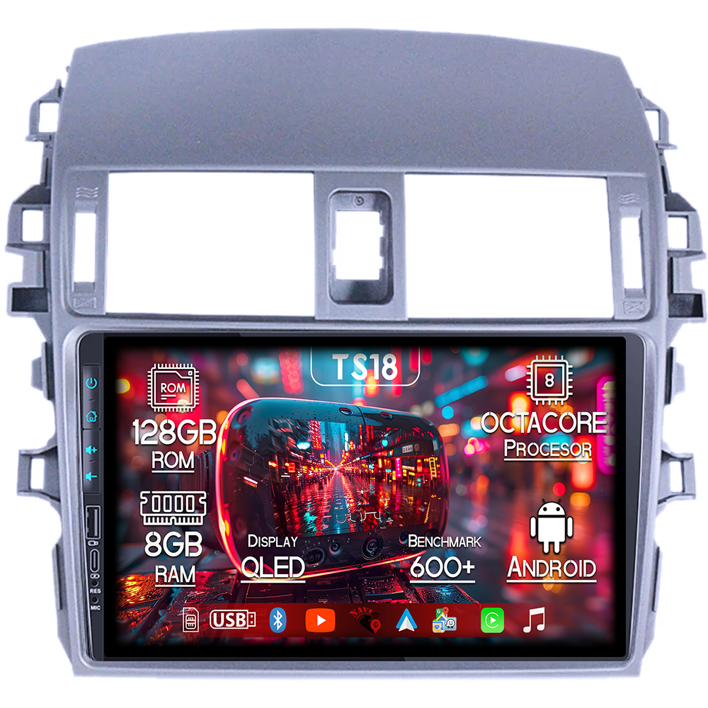 Navigatie dedicata Toyota Corolla 2006-2013, USB&Butoane fizice frontale, Platforma TS18, 9 Inch, 8GB RAM 128GB ROM, Octacore, Android 14, Android Auto&Carplay [1]