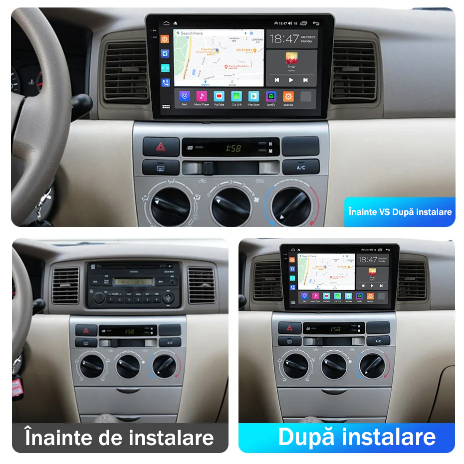 Navigatie dedicata Toyota Corolla 2007-2012, 4GB RAM 64GB ROM, Octacore, Android 14, Display QLED 1K 9", Carplay&Android Auto, SIM 4G, Ventilator Activ [5]