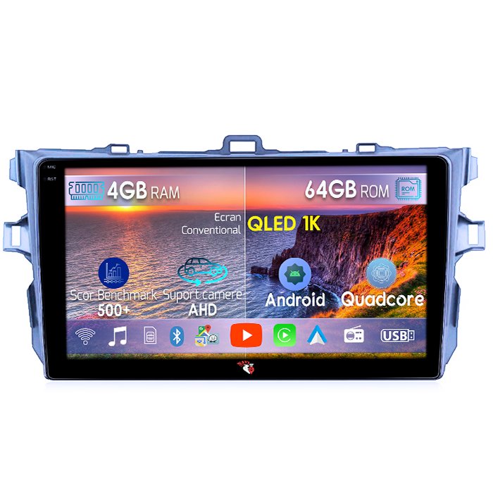 Navigatie dedicata Toyota Corolla 2010, 4GB RAM 64GB ROM, Octacore, Android 14, Display QLED 1K 9", Carplay&Android Auto, SIM 4G, Ventilator Activ [1]