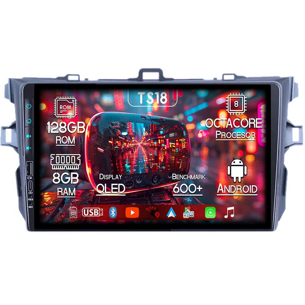 Navigatie dedicata Toyota Corolla 2010, USB&Butoane fizice frontale, Platforma TS18, 9 Inch, 8GB RAM 128GB ROM, Octacore, Android 14, Android Auto&Carplay [1]