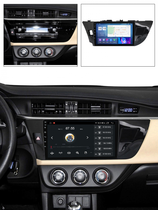 Navigatie dedicata Toyota Corolla 2012-2016, 4 GB RAM 32 ROM, Android 13, Display QLED, 10", DSP, Carplay, Android Auto, Internet, Youtube, Waze, WI-FI, USB, Bluetooth [7]