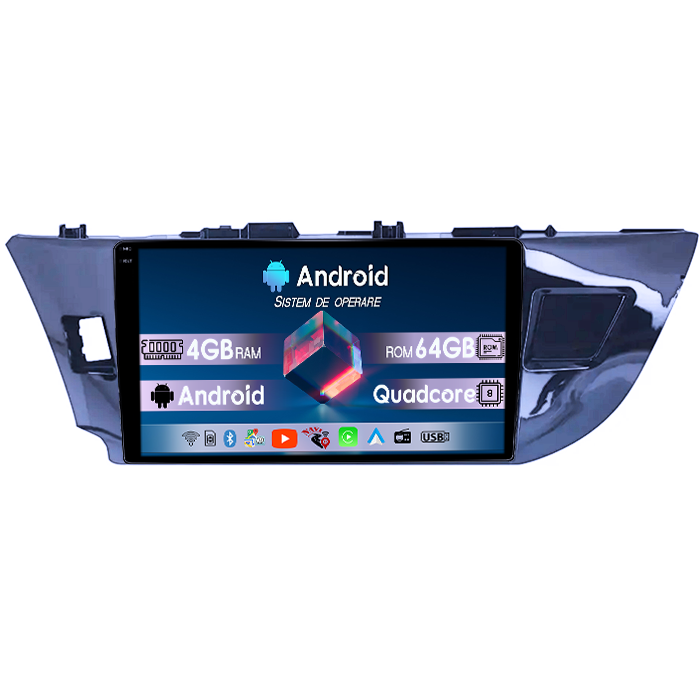 Navigatie dedicata Toyota Corolla 2013-2018, 4GB RAM 64GB ROM, Quad Core, Display 9" QLED 1K, Carplay, Android 14, Bluetooth, Magazin Play, Suport Camere AHD [1]