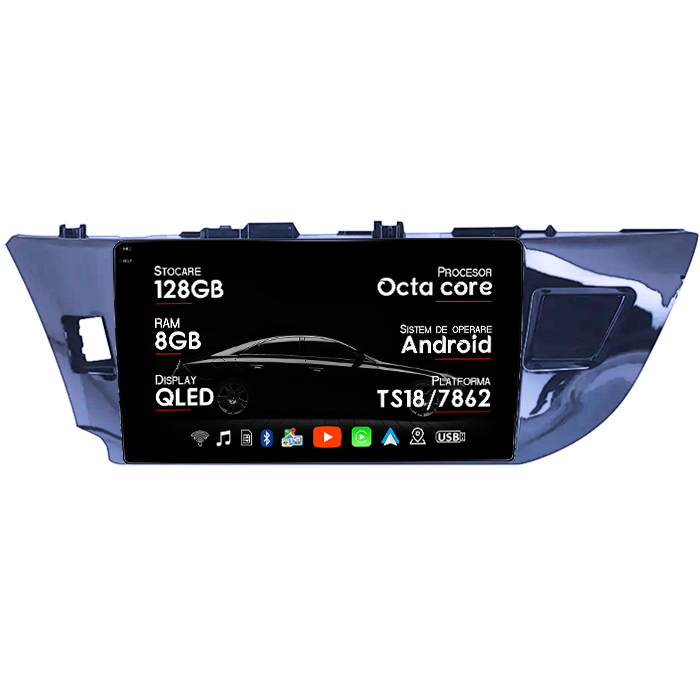 Navigatie dedicata Toyota Corolla 2013-2018, 8GB RAM 128GB ROM, Octacore, Platforma TS18, Android 14, Display QLED 9", Suporta camera 360", DSP, Carplay&Android Auto, SIM 4G, Ventilator Activ [1]