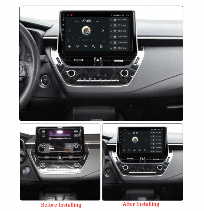 Navigatie dedicata Toyota Corolla 2018-2020, 4 GB RAM 32 ROM, Android 13, Display QLED, 10", DSP, Carplay, Android Auto, Internet, Youtube, Waze, WI-FI, USB, Bluetooth [4]