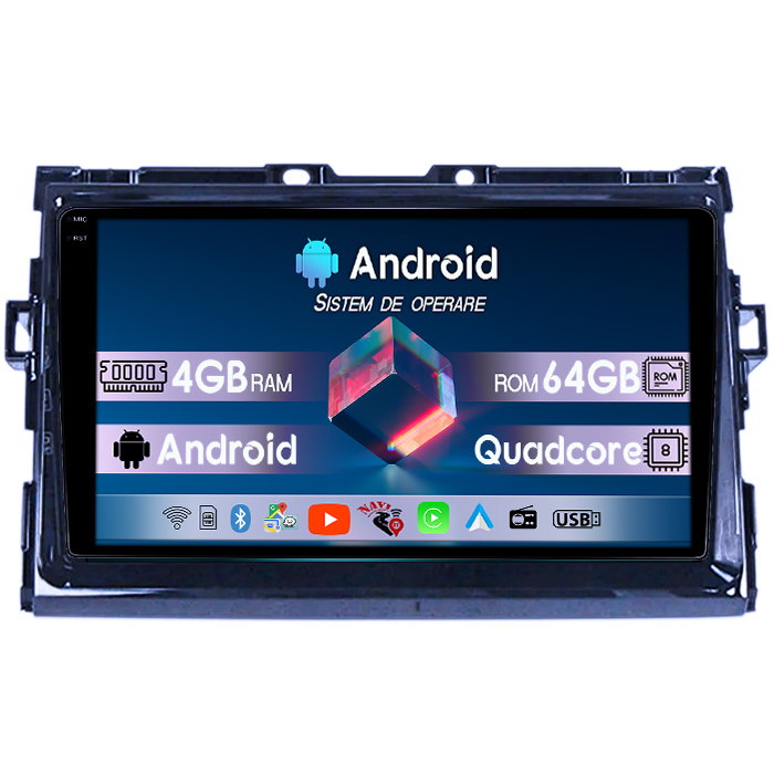 Navigatie dedicata Toyota Estima 2006-2012, 4GB RAM 64GB ROM, Quad Core, Display 9" QLED 1K, Carplay, Android 14, Bluetooth, Magazin Play, Suport Camere AHD [1]