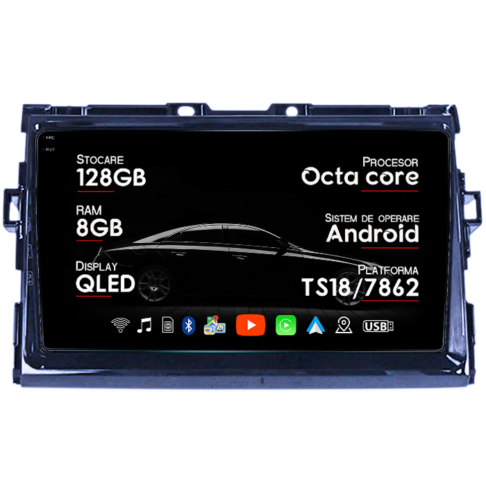 Navigatie dedicata Toyota Estima 2006-2012, 8GB RAM 128GB ROM, Octacore, Platforma TS18, Android 14, Display QLED 9", Suporta camera 360", DSP, Carplay&Android Auto, SIM 4G, Ventilator Activ [1]