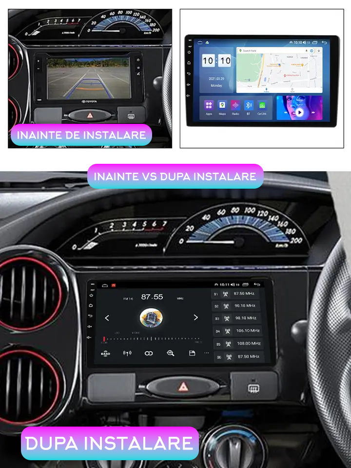 Navigatie dedicata Toyota Etios, 8GB RAM 128GB ROM, Octacore, Platforma TS18, Android 13, Display QLED 9”, Suporta camera 360º, DSP, Carplay&Android Auto, SIM 4G, Ventilator Activ [4]