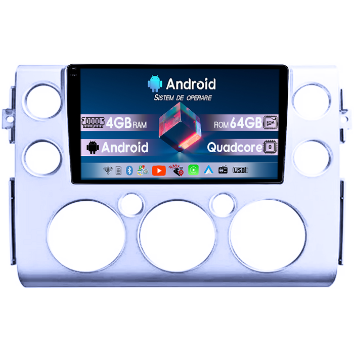 Navigatie dedicata Toyota FJ Cruiser J15 2006-2020, 4GB RAM 64GB ROM, Quad Core, Display 9" QLED 1K, Carplay, Android 14, Bluetooth, Magazin Play, Suport Camere AHD [1]