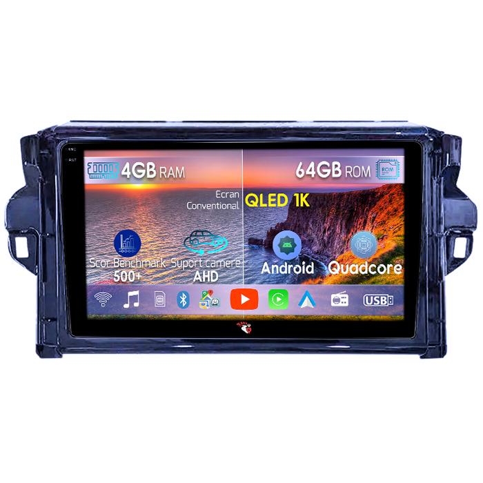 Navigatie dedicata Toyota Fortuner 2015-2020, 4GB RAM 64GB ROM, Octacore, Android 14, Display QLED 1K 9", Carplay&Android Auto, SIM 4G, Ventilator Activ [1]