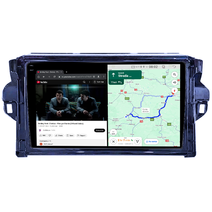 Navigatie dedicata Toyota Fortuner 2015-2020, 4GB RAM 64GB ROM, Quad Core, Display 9" QLED 1K, Carplay, Android 14, Bluetooth, Magazin Play, Suport Camere AHD [4]
