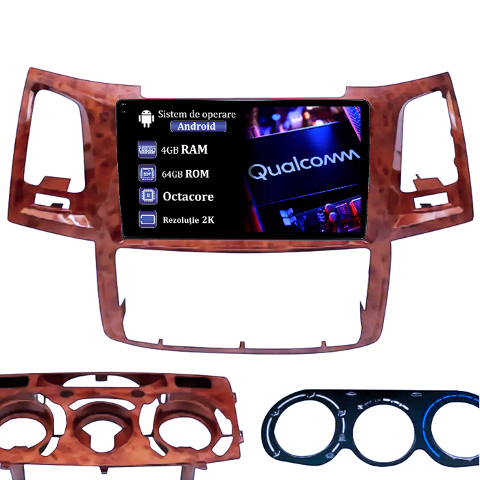 Navigatie dedicata Toyota Fortuner Hilux 2004-2014, 4GB RAM 64GB ROM, Procesor Qualcomm Octacore, Android 14, Rezolutie 2K, Display QLED 9", DSP, Carplay&Android Auto, SIM 4G [1]