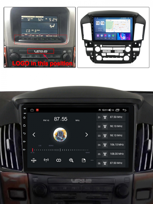 Navigatie dedicata Toyota Harrier/ Lexus RX 300 1998-2005, 4 GB RAM 32 ROM, Android 13, Display QLED, 9", DSP, Carplay, Android Auto, Internet, Youtube, Waze, WI-FI, USB, Bluetooth [4]
