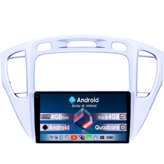 Navigatie dedicata Toyota Highlander 2000-2007, 4GB RAM 64GB ROM, Quad Core, Display 9" QLED 1K, Carplay, Android 14, Bluetooth, Magazin Play, Suport Camere AHD [1]