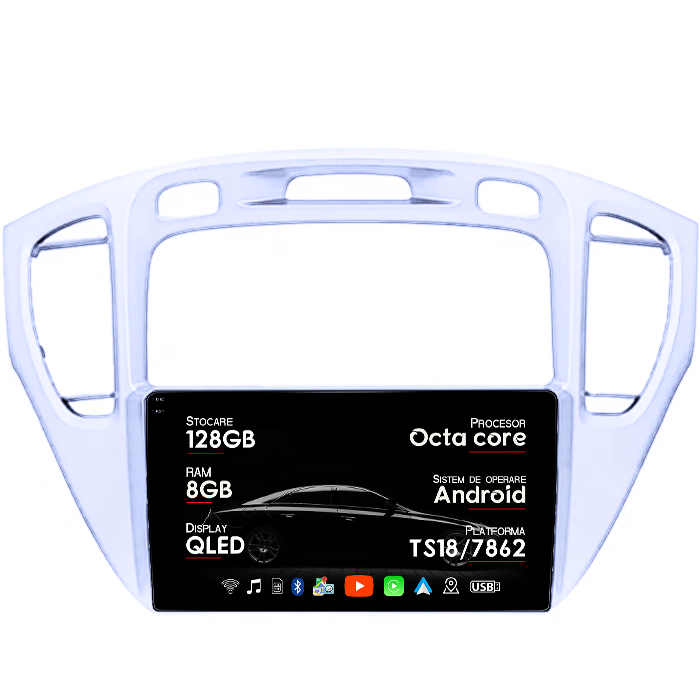 Navigatie dedicata Toyota Highlander 2000-2007, 8GB RAM 128GB ROM, Octacore, Platforma TS18, Android 14, Display QLED 9", Suporta camera 360", DSP, Carplay&Android Auto, SIM 4G, Ventilator Activ [1]