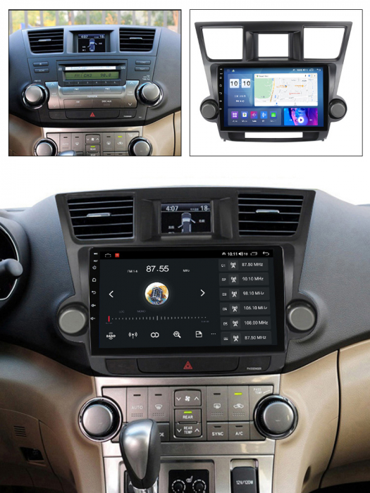 Navigatie dedicata Toyota Highlander 2007-2013, 4 GB RAM 32 ROM, Android 13, Display QLED, 10", DSP, Carplay, Android Auto, Internet, Youtube, Waze, WI-FI, USB, Bluetooth [6]