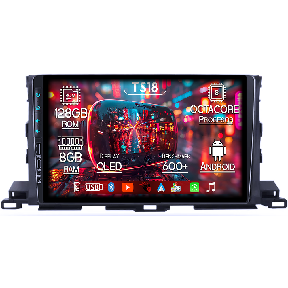 Navigatie dedicata Toyota Highlander 2014-2018,USB&Butoane fizice frontale, Platforma TS18, 9 Inch, 8GB RAM 128GB ROM, Octacore, Android 14, Android Auto&Carplay [1]