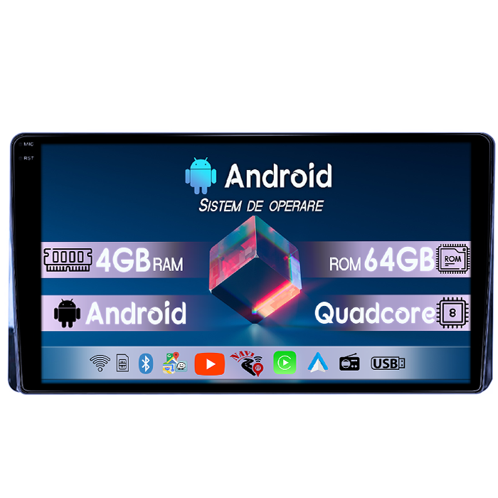 Navigatie dedicata Toyota Highlander Kluger 2022, 4GB RAM 64GB ROM, Quad Core, Display 9" QLED 1K, Carplay, Android 14, Bluetooth, Magazin Play, Suport Camere AHD [1]