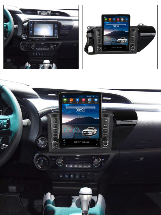 Navigatie dedicata Toyota Hilux 2015-2020,Tesla Style, ANDROID 13,Carplay&Android Auto, 10 inch , 8+128GB, Internet, Aplicatii, Waze, GPS [4]