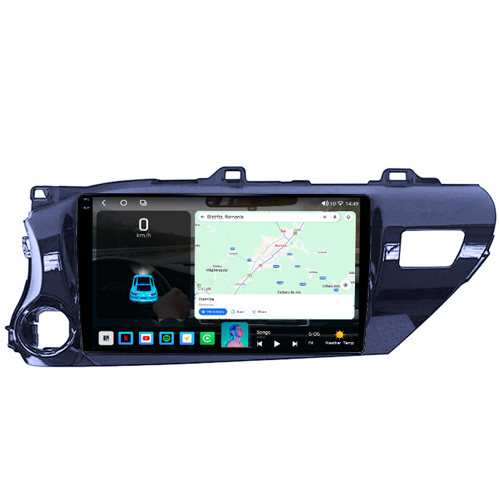 Navigatie dedicata Toyota Hilux 2016, 4GB RAM 64GB ROM, Octacore, Android 14, Display QLED 1K 10", Carplay&Android Auto, SIM 4G, Ventilator Activ [2]