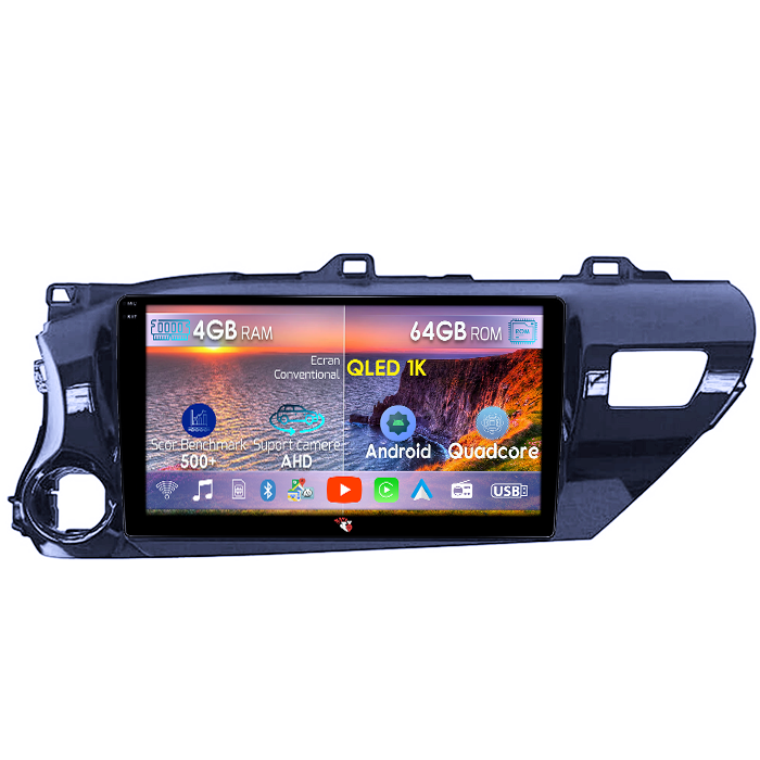 Navigatie dedicata Toyota Hilux 2016, 4GB RAM 64GB ROM, Octacore, Android 14, Display QLED 1K 10", Carplay&Android Auto, SIM 4G, Ventilator Activ [1]